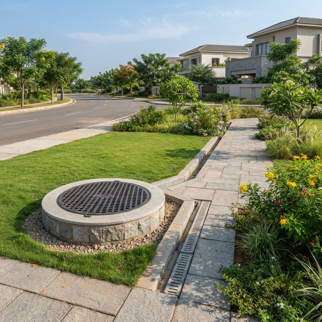 Rainwater harvesting infrastructure within the community