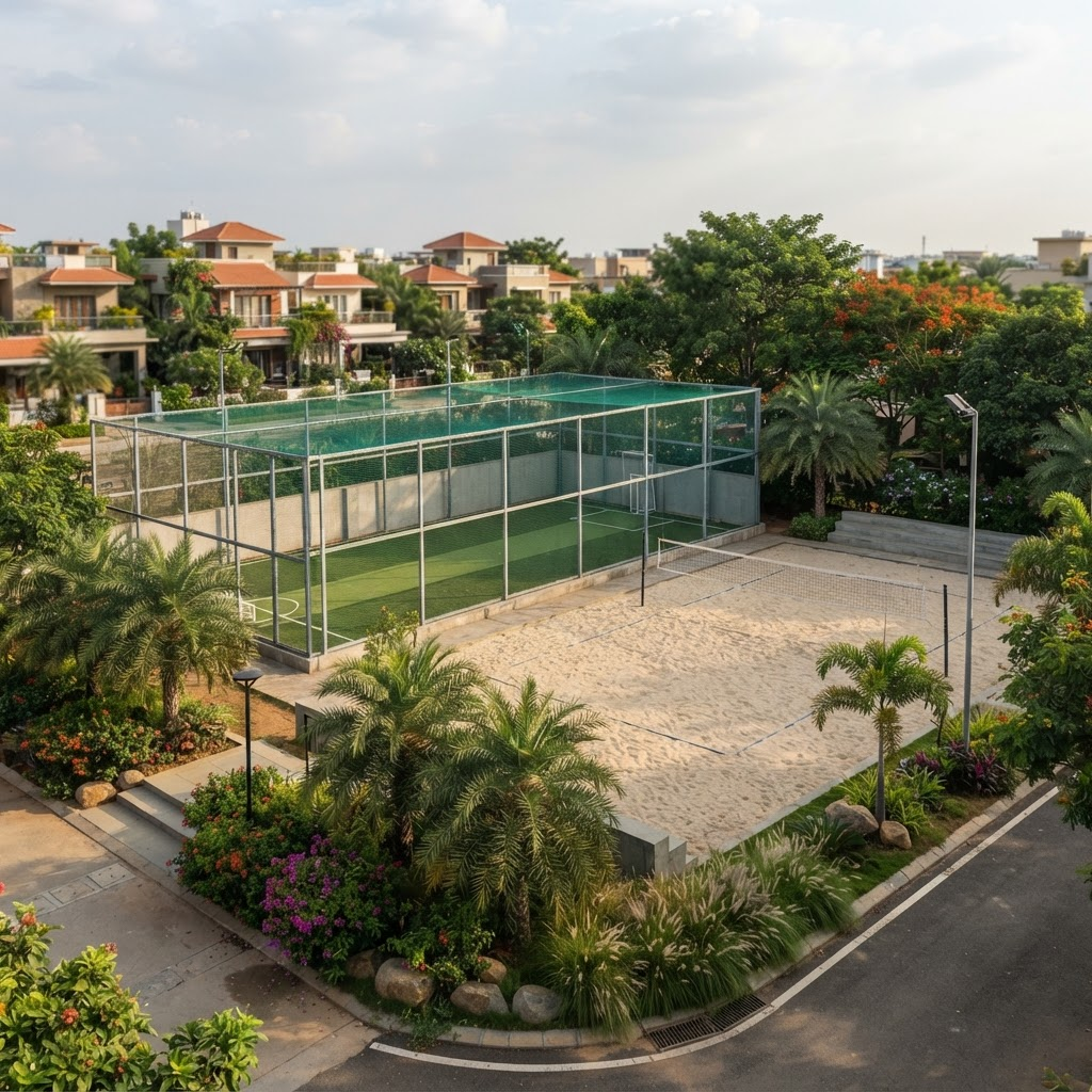 Box cricket and sand volleyball courts